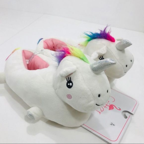 Critter Creations Unicorn Slippers, White, 9-10 - Picture 2 of 9